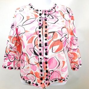 Silkland Womens Large Jacket Blazer Pink White